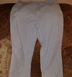 Men's seersucker pants. White/blue striped. 34x32
